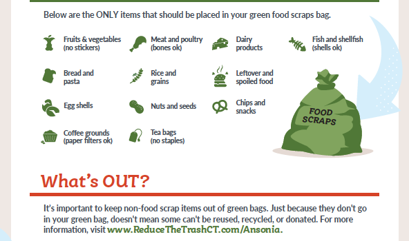 Ansonia What’s In What’s Out Food Scraps Flyer